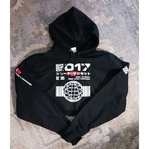 Champion Womens Reverse Weave Japanese Rebel Crop Hoodie Sweatshirt Size XS